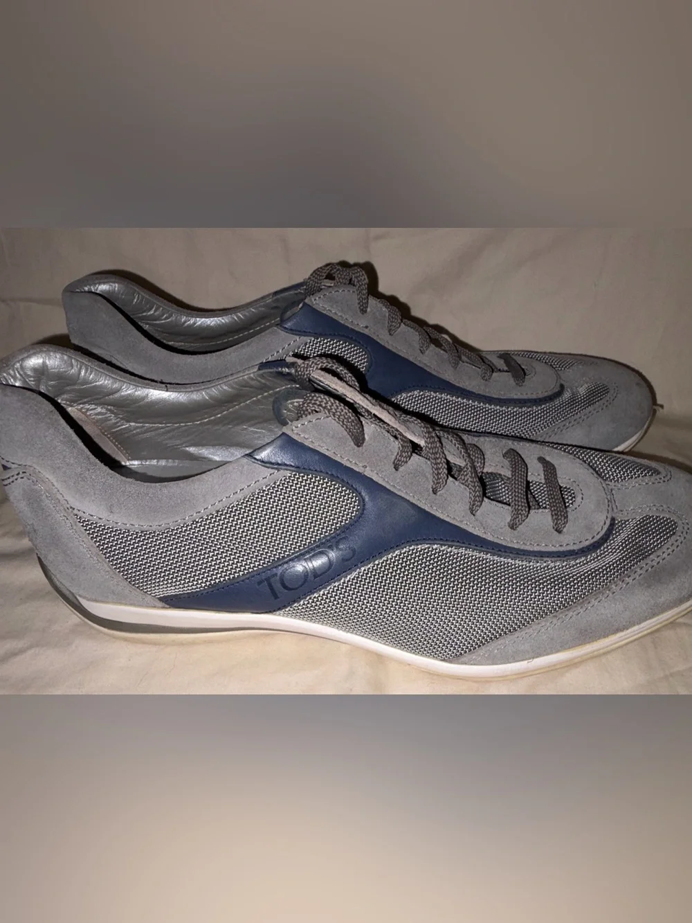Tod’s Project T Men’s Suede Mesh Sneakers Gray Blue 7.5 Italy